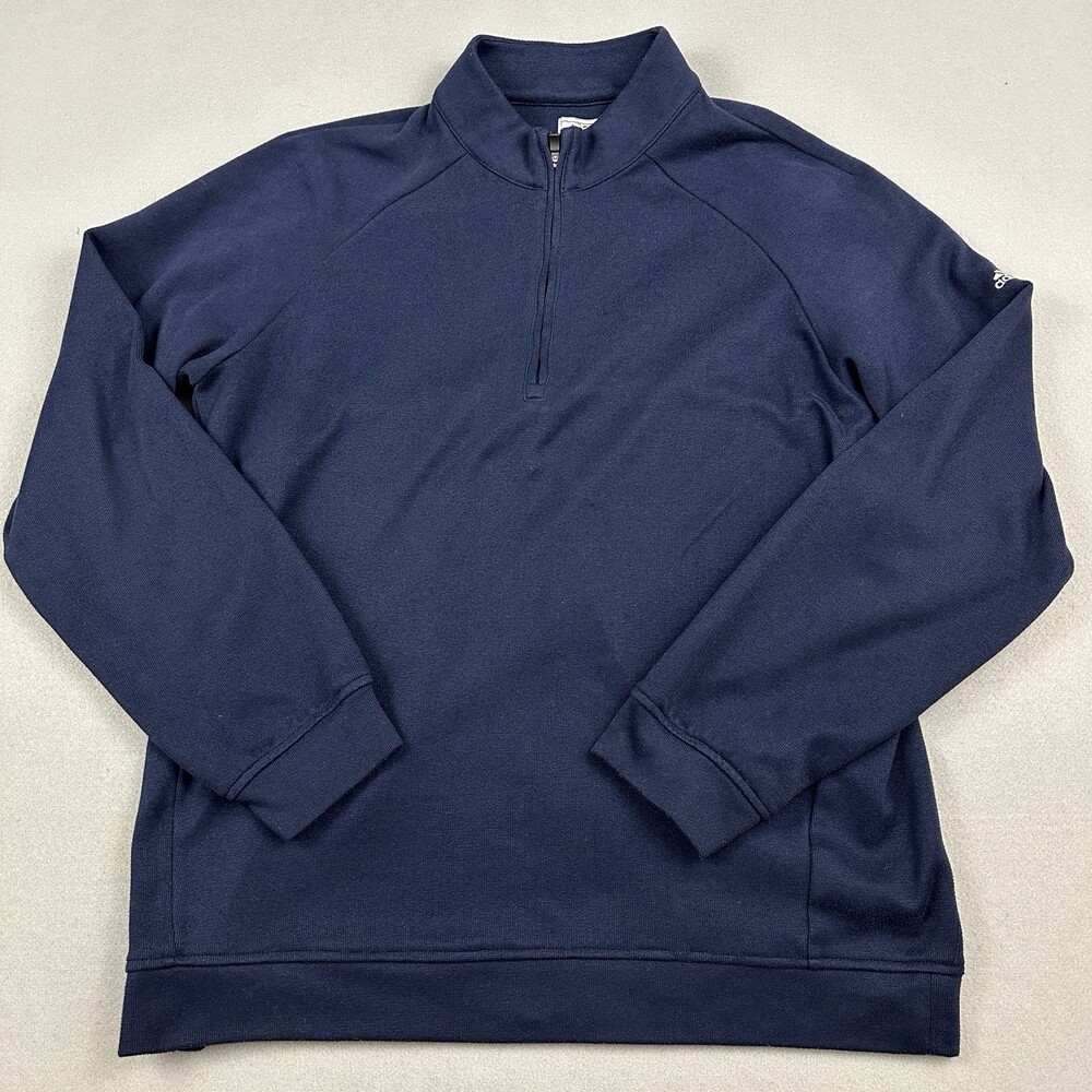 Adidas Golf Sweater Men Large Blue 1/4 Zip Long Sleeve Pullover Cover Up Knit L